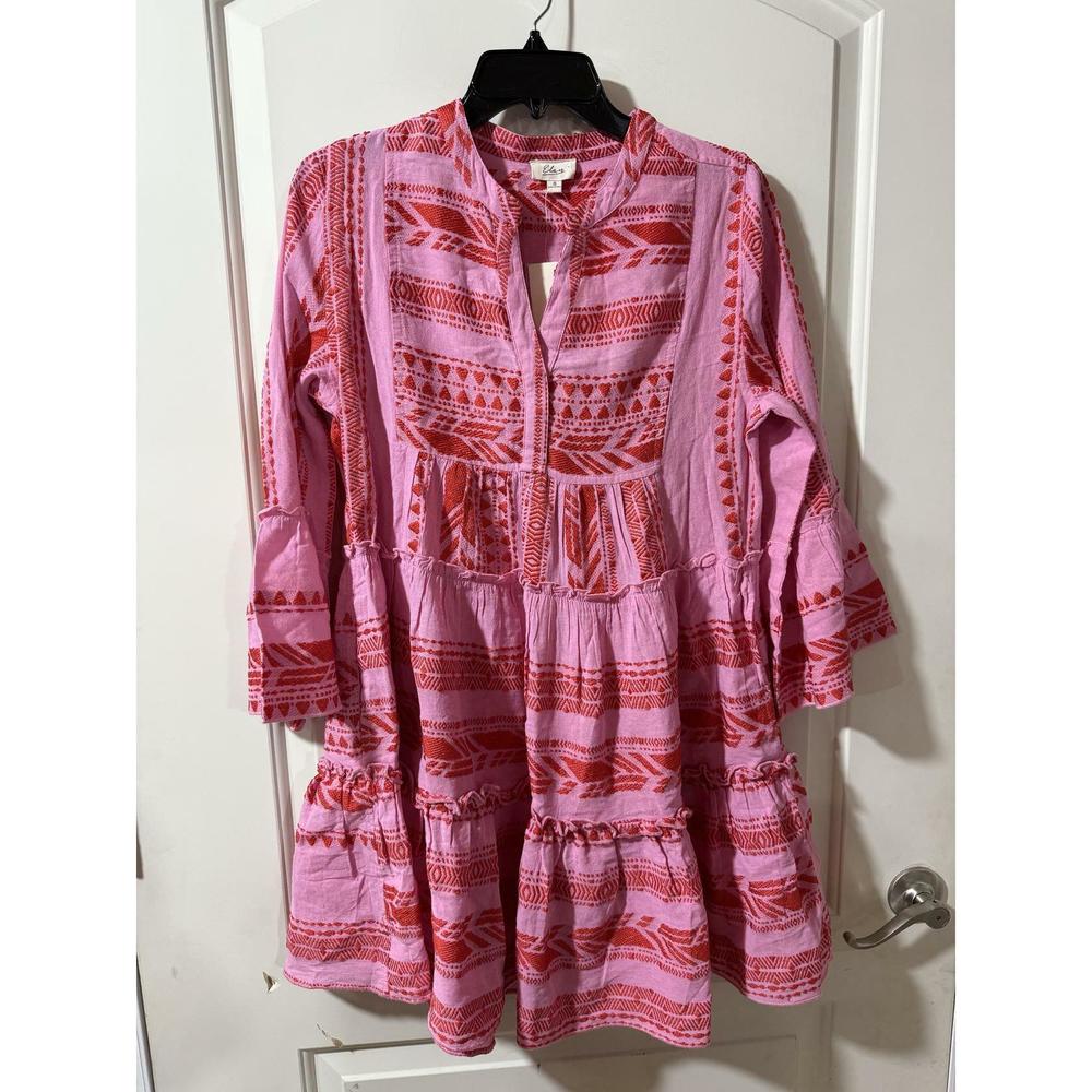 ELAN Charli Mini Dress Red Two Tone Print Small S - Picture 2 of 6